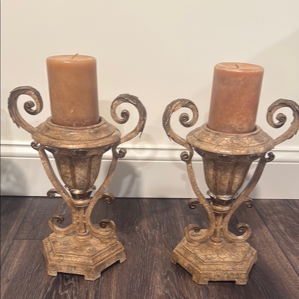 Elegant Tan Candle Holders